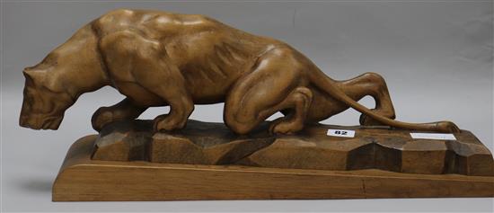 A French Art Deco carved model of a lioness